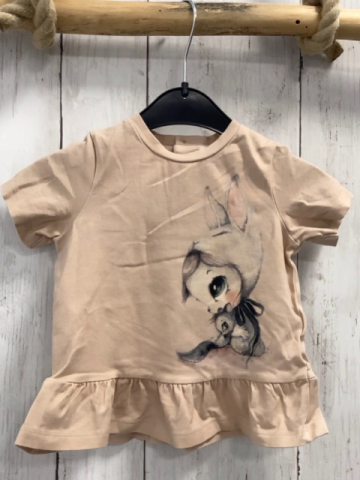 H&M  T-Shirt  Gr. 80  sand Mädchen mit Eichhörnchen 