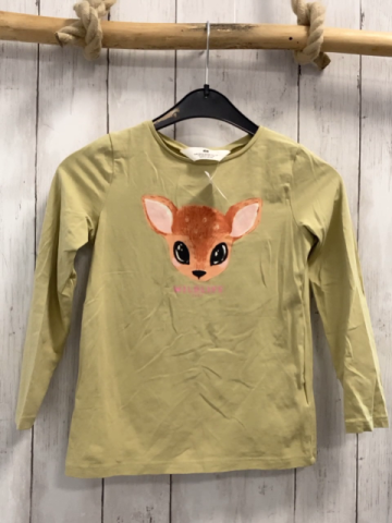 H&M  Langarmshirt  Gr. 116  mint Reh rosa Schrift 