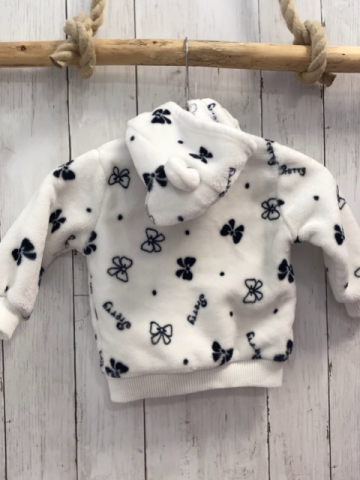 Pink Rabbit  Plüschjacke  Gr. 80  weiß Kapuze schwarze Schleien 