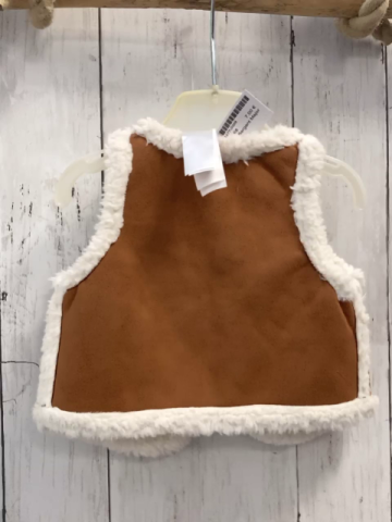 Sergent Major  Weste  Gr. 68  braun Waschleder + weißer Plüschbund + weißes Plüschfutter 