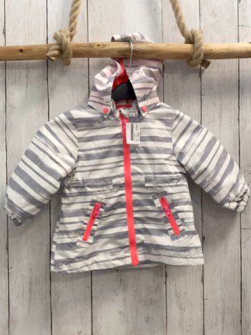 H&M  Jacke  Gr. 74  weiß graue Streifen pink Reißverschlüsse Kapuze 