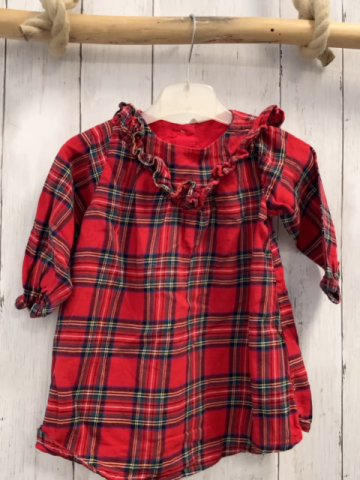 H&M Kleid  Gr. 74  rot bunt kariert Rüschenbund 