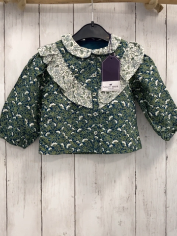 Sergent Major  Bluse  Gr. 74  petrol grün weiß + Blumen + Vögel NP 22,99 € 