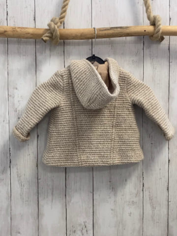 Zara  Jacke  Gr. 74  beige weiß meliert Kapuze 74 % Wolle