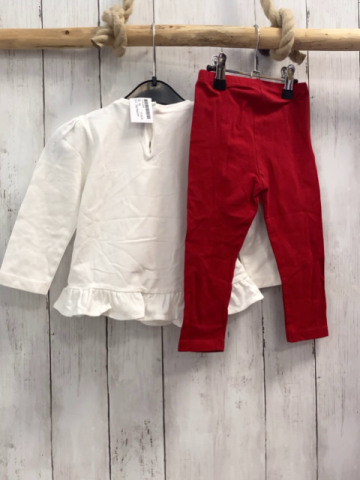 2tlg Mayoral  Langarmshirt + Leggings  Gr. 86  weiß Mädchen + rot 