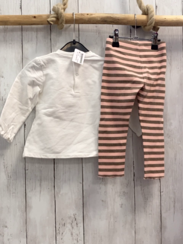 2tlg Mayoral  Pullover + Leggings  Gr. 86  weiß Tiergesicht + rosa braune Streifen 