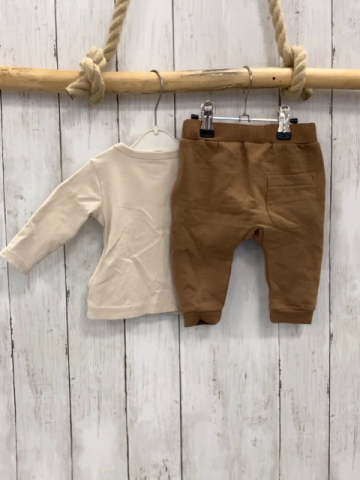 2tlg Hust & Claire  Langarmshirt + Jogginghose  Gr. 62  sand Maus mit Gewicht + hellbraun 