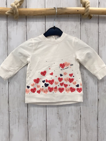   Pullover  Gr. 68  weiß Herzen mit Gesichtern 