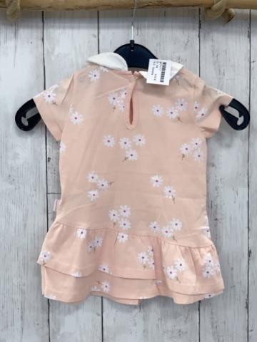 Sanetta  Kleid  Gr. 68  apricot weiße Blumen weißer Kragen 
