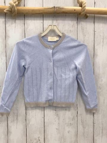 Creamie  Strickjacke  Gr. 98  hellblau Lochmuster + hellgrau goldener Glitzerbund 