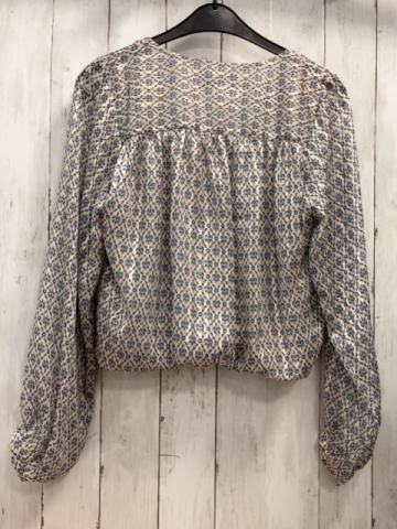 Zara  Bluse Gr. S  beige blau goldener Druck 