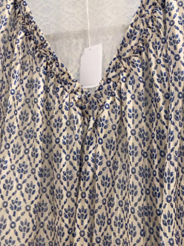 Zara  Bluse Gr. S  beige blau goldener Druck 