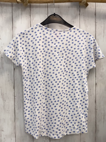  T-Shirt Gr. 134  weiß blaue Punkte Herz