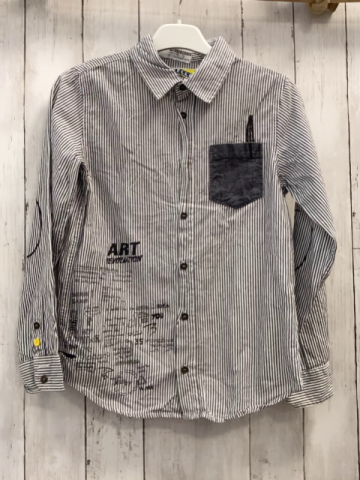 Desigual  Hemd  Gr. 134/140  grau weiße Streifen Schrift 