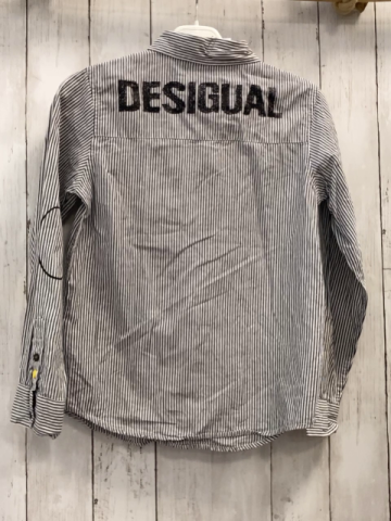 Desigual  Hemd  Gr. 134/140  grau weiße Streifen Schrift 