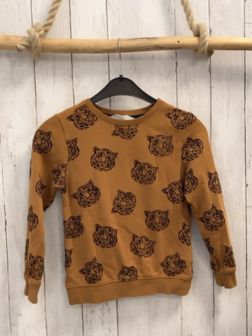 H&M Pullover Gr. 122  braun schwarze Tigerköpfe