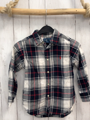 Ralph Lauren Hemd Gr. 104  grau schwarz rot kariert