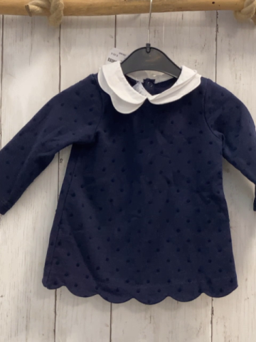 Jacadi  Kleid  Gr. 74  blau dunkelblaue Punkte weißer Kragen 