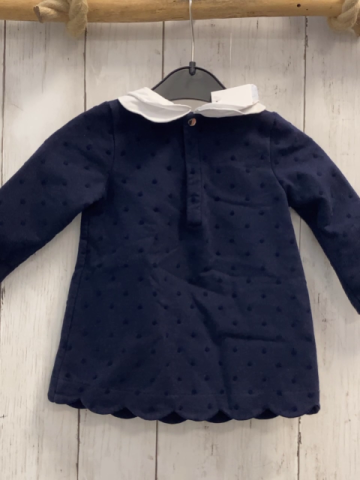 Jacadi  Kleid  Gr. 74  blau dunkelblaue Punkte weißer Kragen 