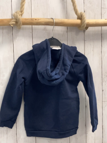   Pullover  Gr. 104  blau Kapuze Herz aus kleinen bunten Punkten 