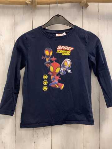 Marvel  Langarmshirt  Gr. 128  blau Spidey Schrift 