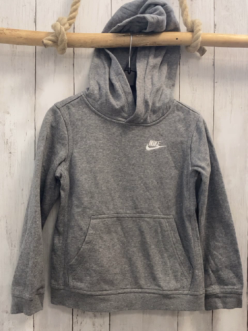 Nike  Pullover  Gr. 128  grau Kapuze weiße Schrift + weißes Label 
