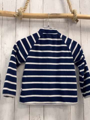   Fleecejacke  Gr. 110  blau weiße Streifen hellgrauer Bund 