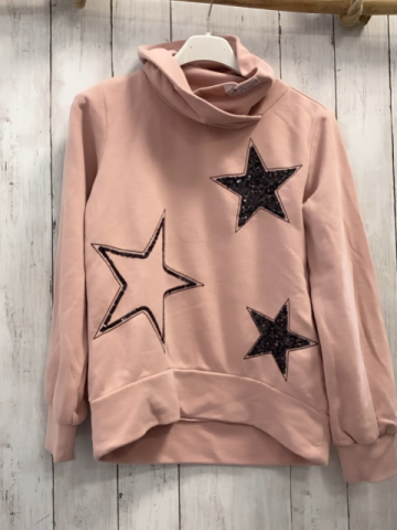 S´Oliver  Pullover  Gr. 146  rosa Rollkragen schwarze  Sterne mit Pailetten 