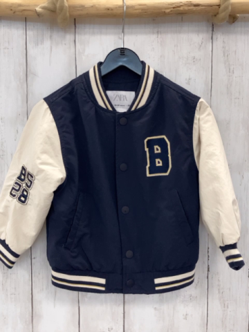 zara Jacke Gr. 92  blau weiße Ärmel Collegestil