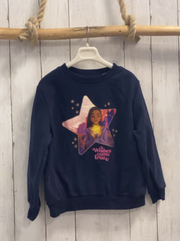 H&M  Pullover  Gr. 110  blau Sterne mit Mädchen pink Schrift 