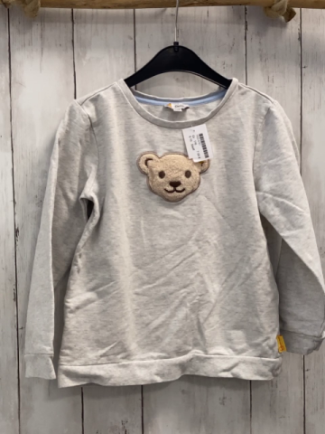 Steiff  Pullover  Gr. 116  hellgrau Plüschbärenkopf 