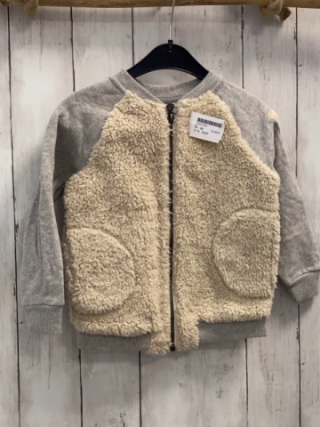 Steiff  Teddy-Sweatjacke  Gr. 98  beige Teddy + graue Ärmel + Bund 