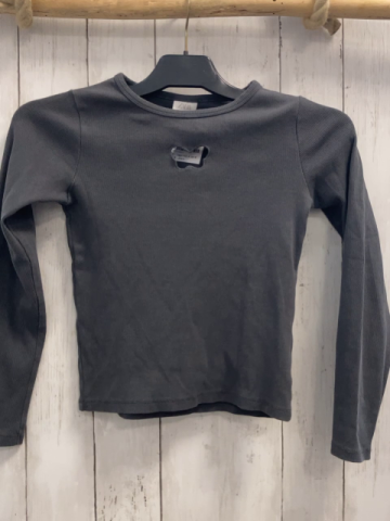 Zara  Langarmshirt  Gr. 146/152  grau Rippen Schmetterling 
