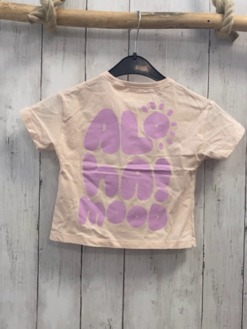 Zara  T-Shirt  Gr. 92  creme rosa Palme + Schrift 