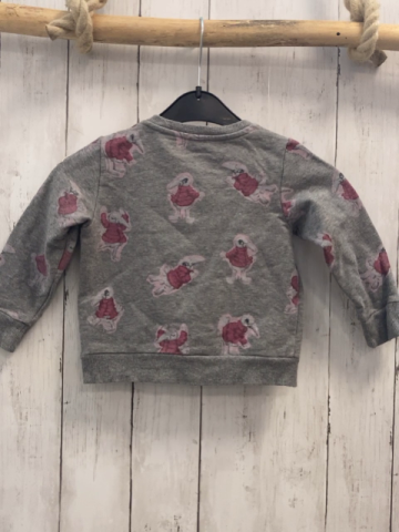 Moncler  Pullover  Gr. 86  grau hellgraue Vögel mit rotem Pulli 