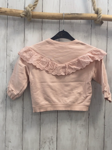 Zara  Pullover  Gr. 92  rosa Rüschen mit Lochstickerei 