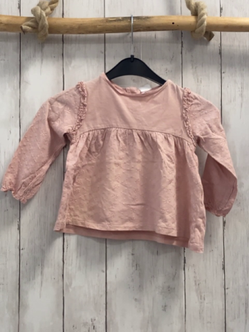 Zara  Langarmshirt  Gr. 92  rosa bestickt Rüschen 
