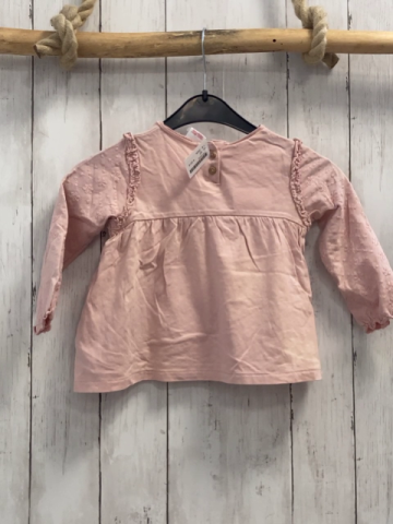 Zara  Langarmshirt  Gr. 92  rosa bestickt Rüschen 