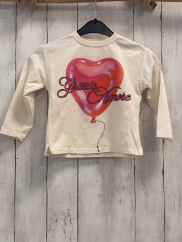 Zara  Langarmshirt  Gr. 98  beige orange flieder Herzballon Glitzerschrift 