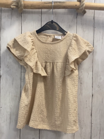 Zara  Sommerbluse  Gr. 92  beige Struktur Rüschen 
