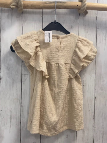 Zara  Sommerbluse  Gr. 92  beige Struktur Rüschen 