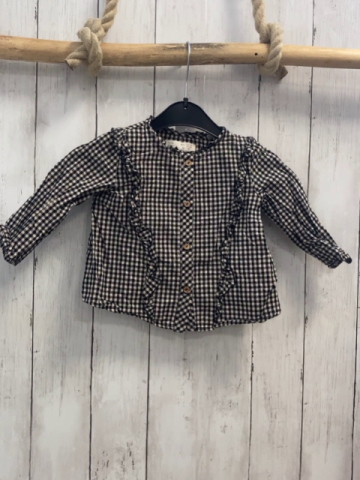 Zara  Bluse  Gr. 86  schwarz beige kariert Rüschen