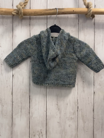 Zara  Strickjacke  Gr. 68  hellblau weiß ocker meliert Kapuze 