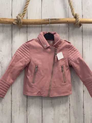 H&M  Jacke  Gr. 104  rosa lederoptik silber Reißverschlüsse 
