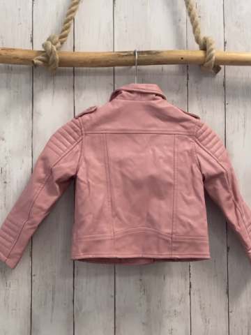 H&M  Jacke  Gr. 104  rosa lederoptik silber Reißverschlüsse 