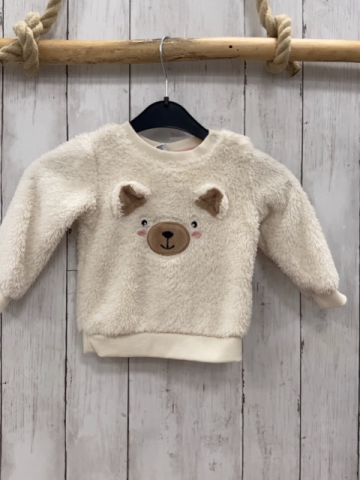 Dopodopo Pullover  Gr. 68  creme Plüsch Bärengesicht 
