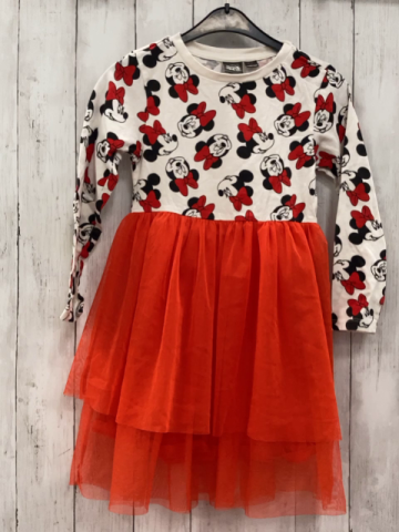 Disney  Kleid  Gr. 122/128  weiß Minnie Mouse Köpfe roter Tüllüberrock 