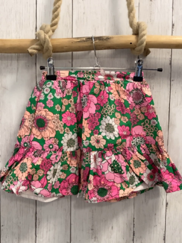   Rock  Gr. 116  grün rosa pink lachs weiße Blumen 