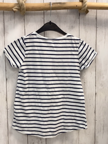 H&M  T-Shirt  Gr. 122/128  weiß blaue Streifen Pailettenkirschen 