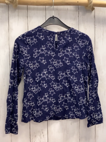 Esprit  Bluse  Gr. 128  blau weiße Strene Rüschen 